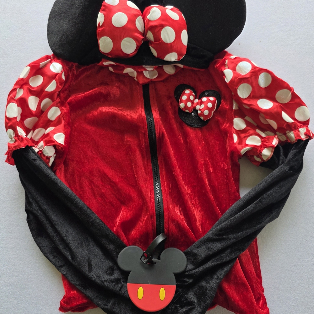Disney Red, White & Black Minnie Mouse Polka Dot Hoodie With Luggage Tag Bonus